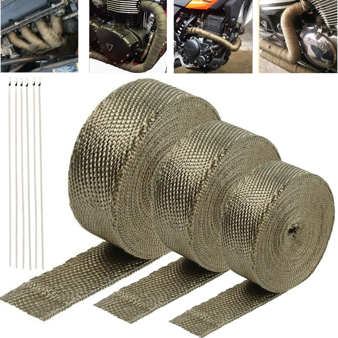 

Exhaust Pipe Header Heat Wrap Resistant Downpipe Stainless Steel Ties 10mx5cmx1.5mm for Car Motorcycle Accessories & Parts