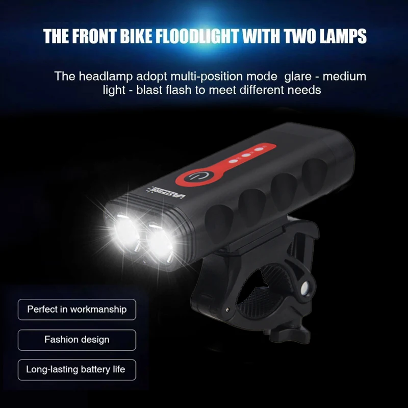 Discount USB Rechargeable Bicycle Lamp Front Handlebar Torch Light L2 LED Headlight with Safety Taillight for Night Cycling Camping 4