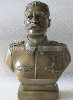 

0 12"Western Art Bronze Copper sculpture Joseph Stalin Bust statue