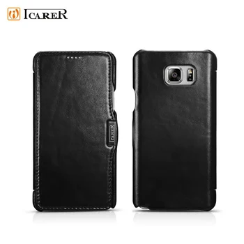 

Original ICARER Genuine Leather Case For Samsung Galaxy Note 5 Vintage Luxury Magnetic Flip Cover For Samsung Note 5 Phone Cases
