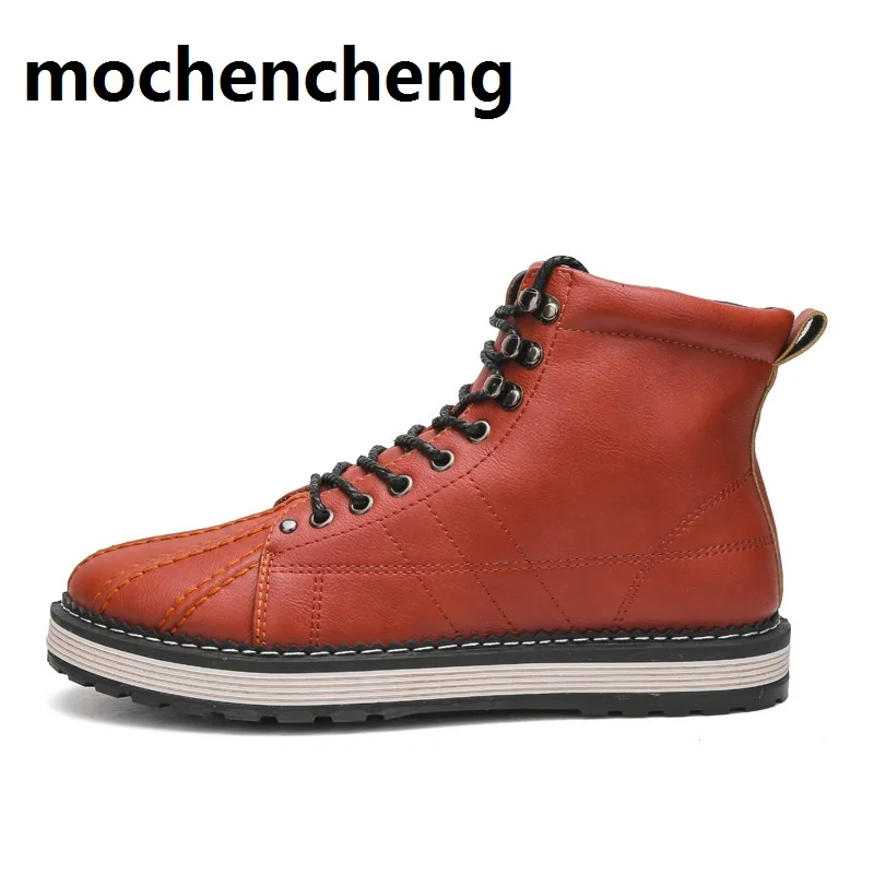

Fashion Autumn Winter High Quality Leather Men Boots Lace Up Ankle Boots Martin Outdoor Snow Boots Shoes Sewing Drop Shopping