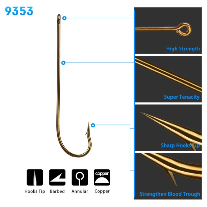 

100pcs 1/0#-6/0# Long-Handled Hook High Carbon Steel Fly Tying Hook for Jig Bass Fishhook High Quality Accessories