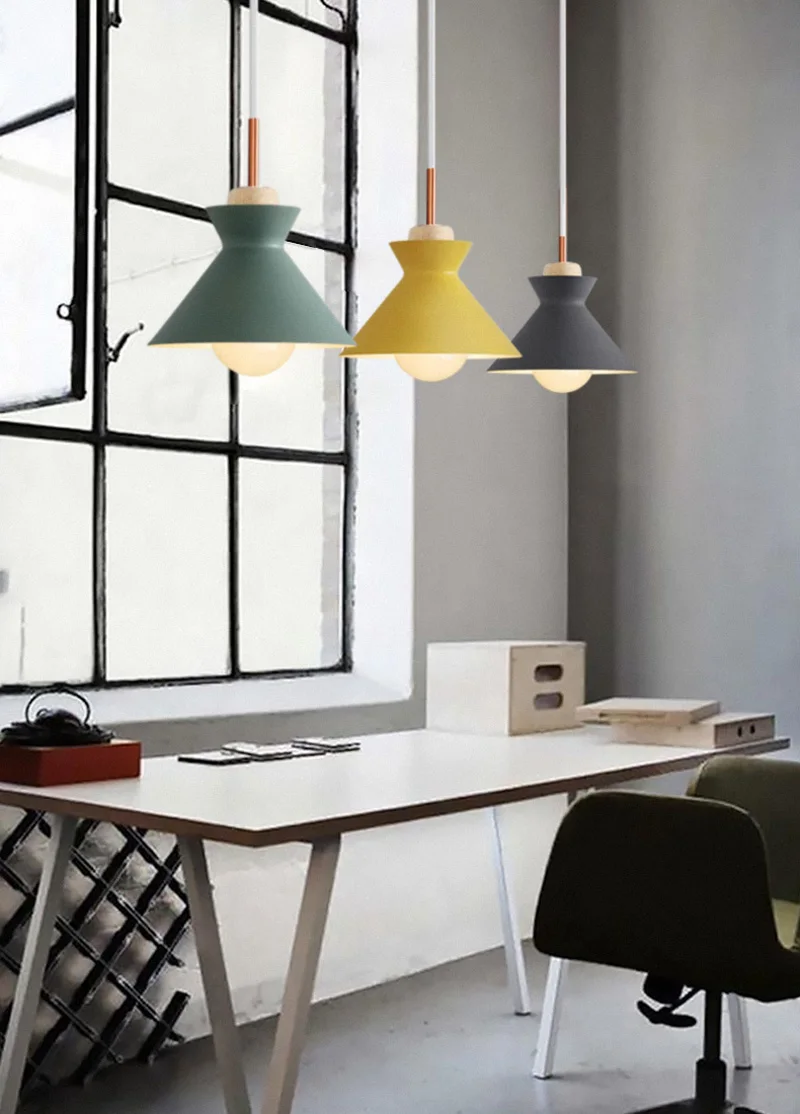 Horsten Nordic Scandinavian Modern Colorful Pendant Light Simple Metal Lampshade Pendant Lamp Creative Bar Cafe Bedroom Home Lighting Fixtures (7)