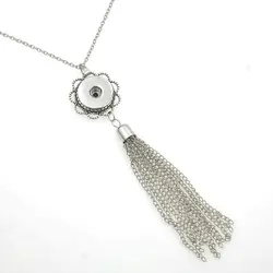 Металлический ювелирные изделия с кистями кулон ожерелье с 60 см цепь Fit 18 мм Кнопка Ожерелье A92-1