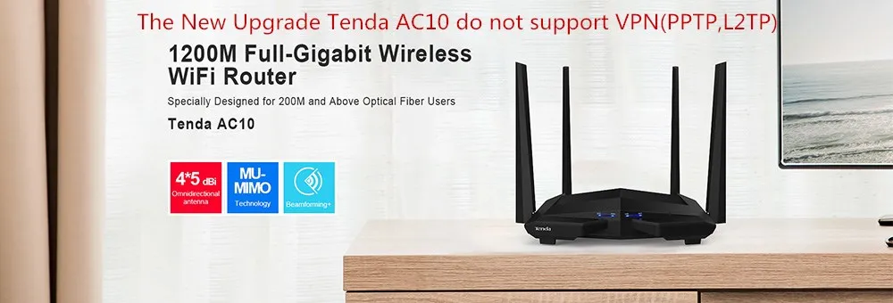 Tenda AC10 AC1200 Dual band 2,4G/5G Беспроводной Wi-Fi маршрутизатор 1000 Мбит Gigabit повторителя 802.11AC Smart APP управлять английский прошивки