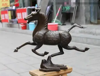 

Chinese Feng Shui Pure Bronze Copper famous Horse riding Chebi horse Statue