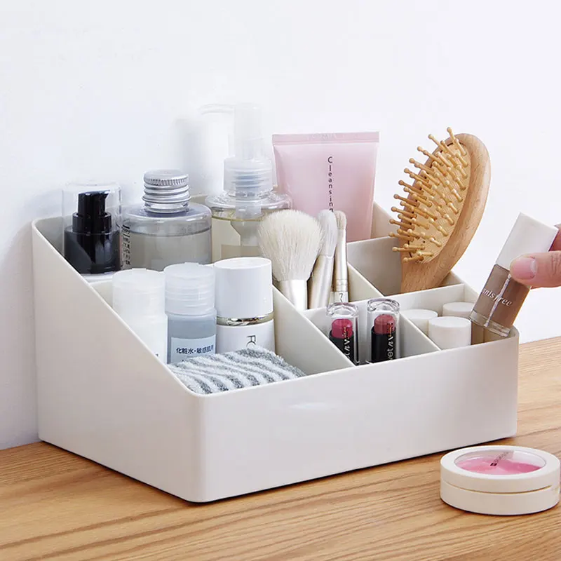 

Plastic Makeup Organizer Make Up Brush Storage box with Drawer Cotton Swabs Stick Storage case escritori