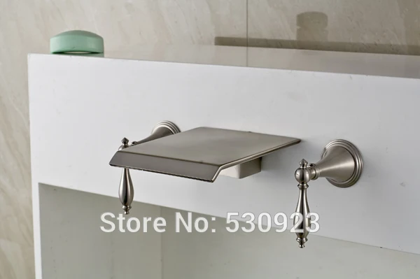 

Newly Modern Nickle Brushed Bath Tub Faucet Set Mixer Tap Waterfall Widespread Shower Faucet Dual Handles Wall Mounted