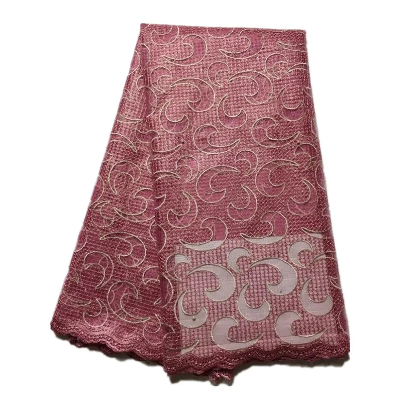 

2017 African Latest Design French Net Laces Fabric with Beads and Stones for Party Dress