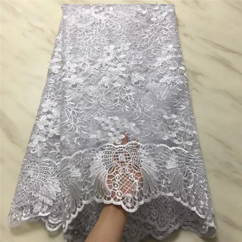 

African Lace Fabric 2017 Women Fashion Beautiful White High Quality net lace Embroidery French Tulle Lace For Wedding(6-19