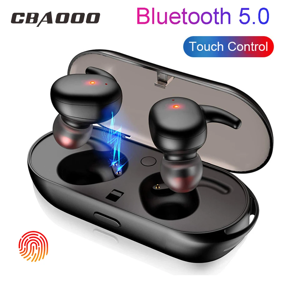 

CBAOOO TWS Bluetooth Earphone V5.0 Wireless earphones Touch control Earbuds 3D Surround Sound & Charging bin for all smartphone