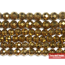 Натуральный камень граненый Золотой Plt гематит бусины 4 6 8 10 мм 1" на прядь выбрать размер