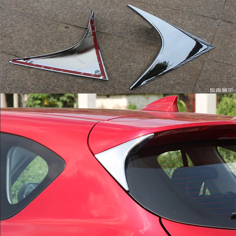 

CX-5 2PCS ABS Chrome Rear Side Roof Spoiler Wing Triangle Cover Trim for Mazda CX5 2012-2016