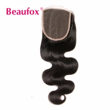 Beaufox Human Hair Lace Closure Peruvian Body Wave 4×4 inch Free Part Closure Non-remy Hair Bundles Can Be Dyed