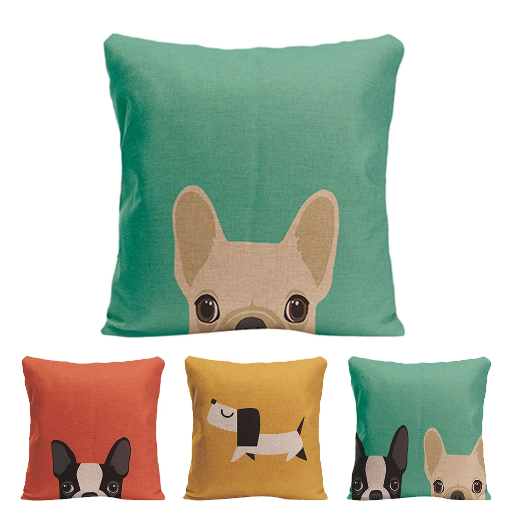 Cute Animal Pug Decorative Puppy Sofa Cushion Pet Cotton Linen