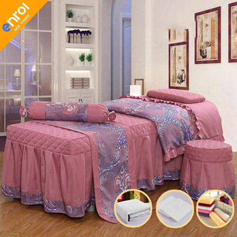 4pcs High grade beauty salon bedding set thick bed linens sheets