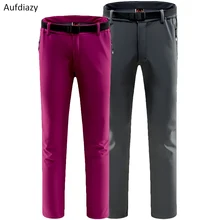 Aufdiazy Softshell Водонепроницаемый Пеший Туризм брюки Для мужчин Для женщин зимние уличные спортивные брюки треккинг Восхождение Лыжный Спорт флисовые штаны OM028