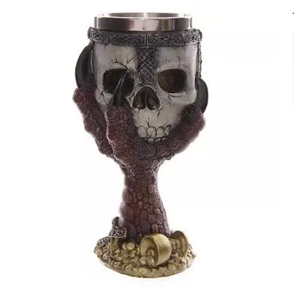 Необычная нержавеющая сталь, готика бокал вечерние креативные бокалы для питья 3D Череп Скелет в стиле панк бокал для вина es стаканы для виски - Цвет: E