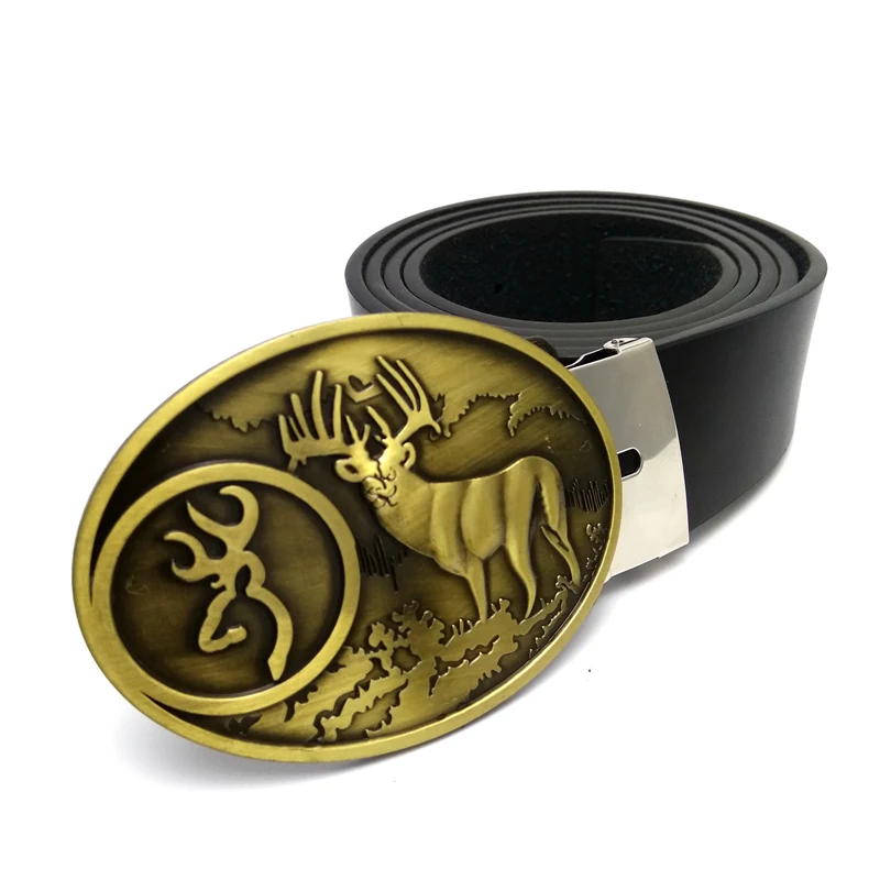 Fashion Male belt with Western Buck Hunter Deer Belt Buckle cowboy elk