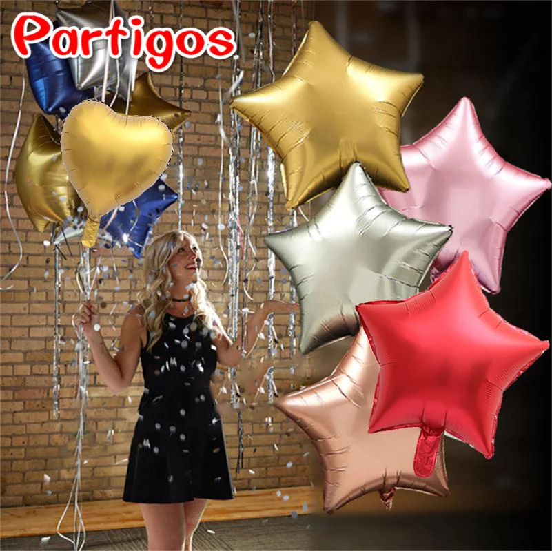 

5pcs 18 inch Gold Rose Gold Star Heart Metallic Balloons Wedding Decor Birthday Party Balloon Helium Balloon Air Baloon