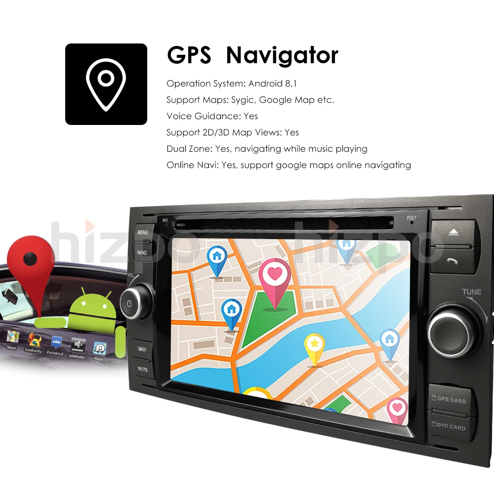 Clearance Android 9.0 Quad Core Car DVD player FOR FORD FOCUS C-MAX car multimedia stereo 1024*600 2G RAM 4G Wifi DAB+ DVR OBD Free camera 17