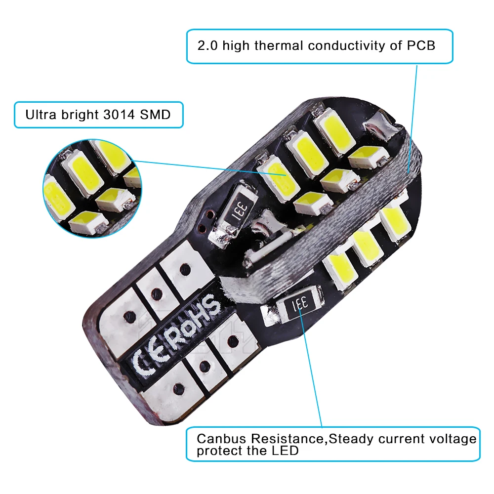 Super Bright!! 500 X T10 canbus W5W led canbus t10 24SMD led 3014 smd Canbus NO ERROR Car Auto Bulb Indicator Light Parking Lamp