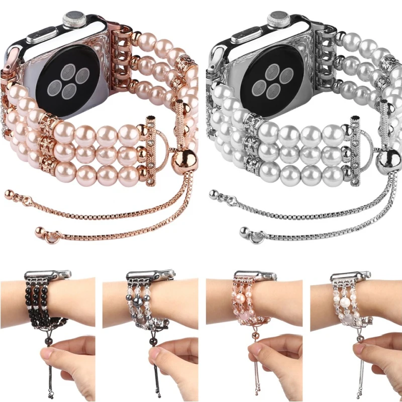 Браслет женский с бусинами для Apple Watch Series 5 4 2 3 1 40 мм 44 42 38 мм|Ремешки часов| |