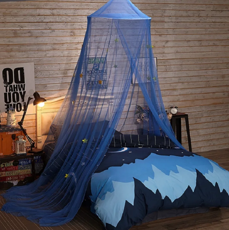 250CM Polyester Blue Star Hanging Kid Bedding Round Dome ...