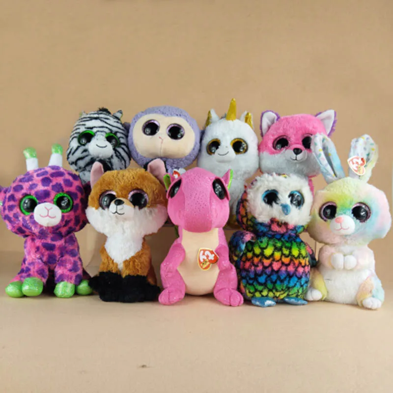 

25cm Large 9Styles Kawaii Big Eyes Cat Dog Owl Rabbit Darla Dragon zebra Sheep Soft Stuffed Animals Toys Gifts