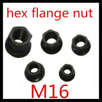 

10pcs/lot High Quality Factory Direct Sale steel with black oxide m16 hex flange nut