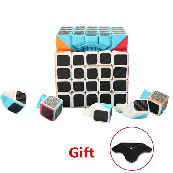 Углеродное волокно, наклейка, 2x2x2, 3x3x3, 4x4x4, 5x5x5, волшебный куб, волшебная проверка для мозга, образовательные игрушки, Pyraminx, косой кубик Рубика - Цвет: 5X5X5