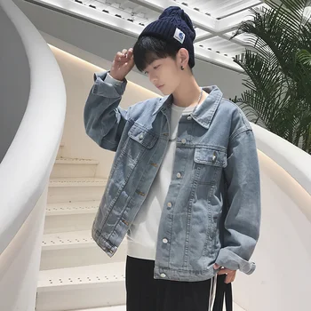 

2018 Autumn New Men's Cotton Polyester Solid Color Simple Long Sleeve Personality Wild Fashion Casual Jacket Youth