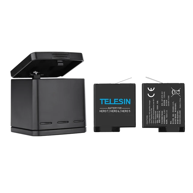 TELESIN 3-way зарядное устройство и 2 комплект аккумуляторов, зарядная коробка с сменным аккумулятором для GoPro Hero 5 Black 6 Black 7 Black