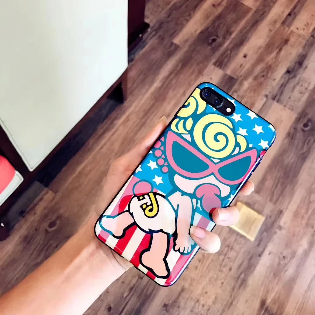 Японский милый мультяшный чехол для iPhone Xs Max Xr X 8 7 6 6S Plus Blue ray IMD модный брендовый