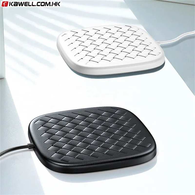 

100 pcs a lot Luxury Grid Pattern Wireless Charger Ultra Thin TPU QI Wireless Charger 10W Fast Wireless Charging Pad For iPhone
