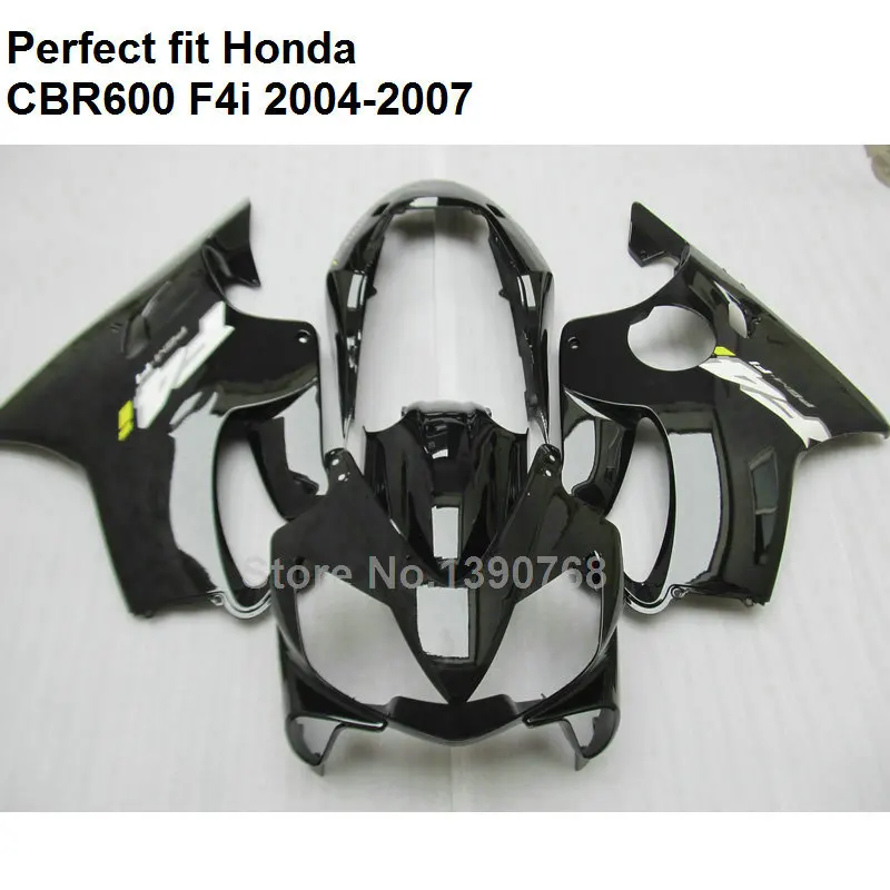 Комплект обтекателей 100% для Honda CBR600 F4i 04 05 06 07 черный обтекатель CBR600F4i 2004 2005 2006 2007