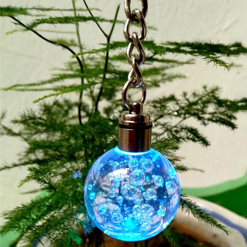 Key Ring Colorful Glow Crystal Football Soccer Basketball Earth Keychain Keyring Fan Birthday Gift Anniversary Fans Club Pattern (2)