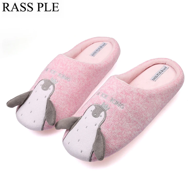 

RASS PLE Cute Animal penguin Slippers Indoor Home Anti - slip Slippers Winter Warm Shoes Ladies Animaux Pantufas For Bedroom