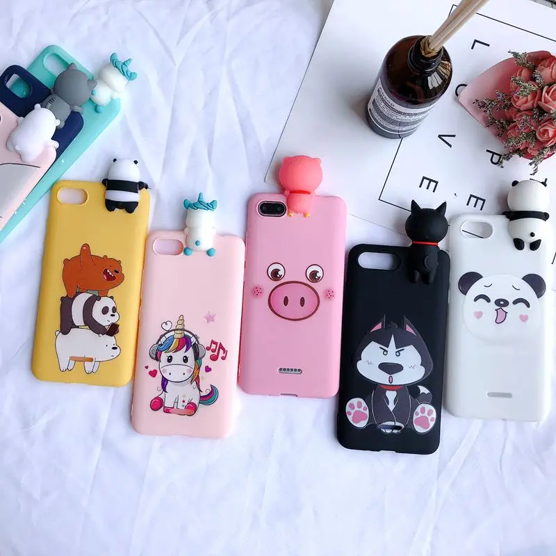 Чехол etui Xiaomi Redmi 6A с 3D мультяшным медведем единорогом силиконовый мягкий чехол на
