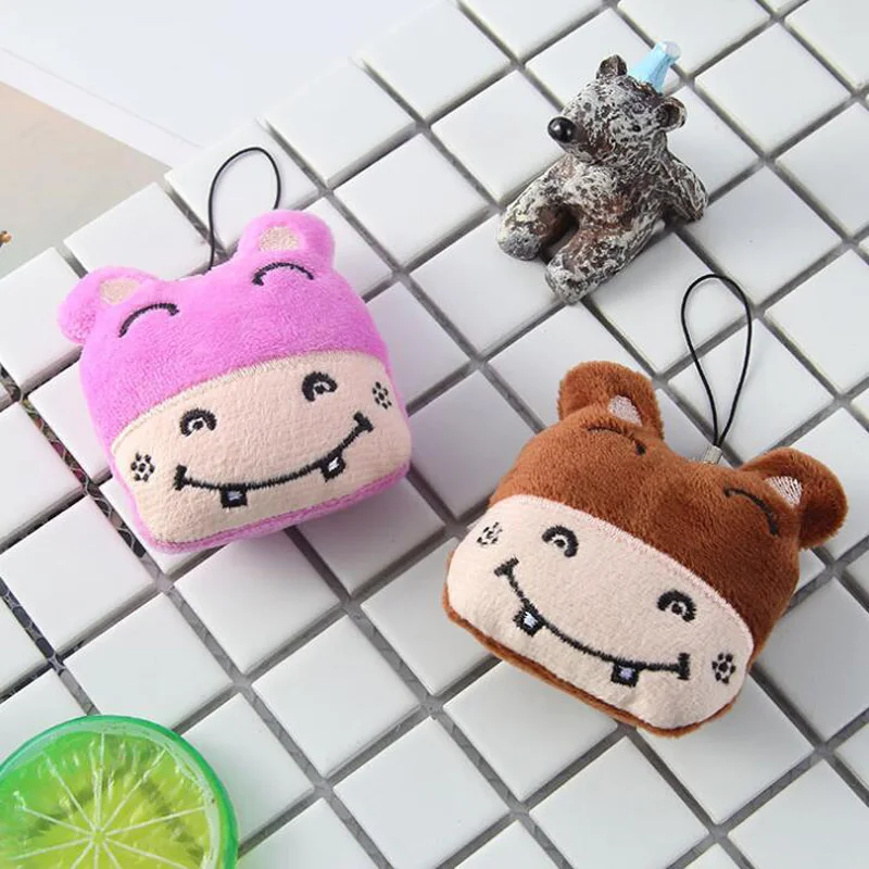 

1PC 7.5CM Cute Mini Plush Smile Hippo Head Keychain Bag Pendant Lovely Stuffed Animals Children Toys Birthday Activities Gifts