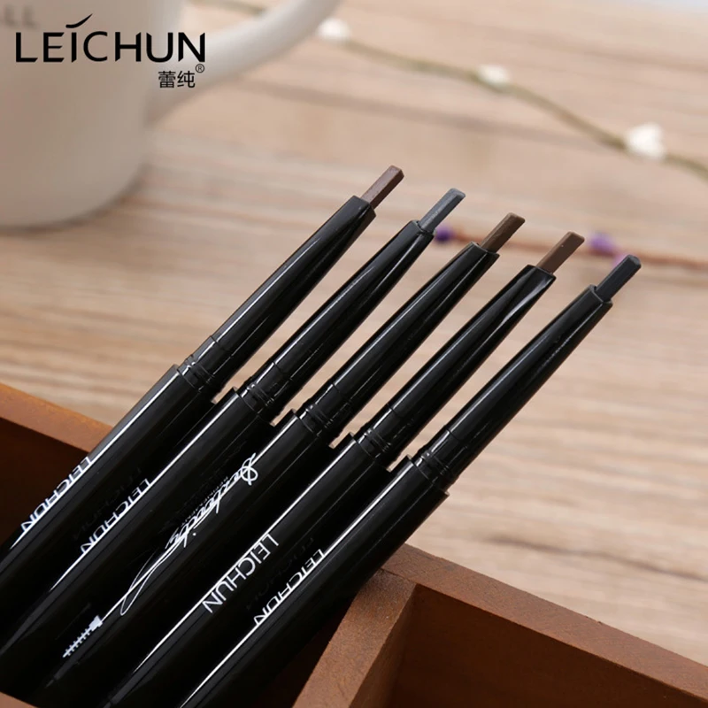 5 цветов, натуральный стойкий карандаш для бровей с кисточкой для бровей, водостойкий, черный, коричневый, автоматический макияж, косметический инструмент