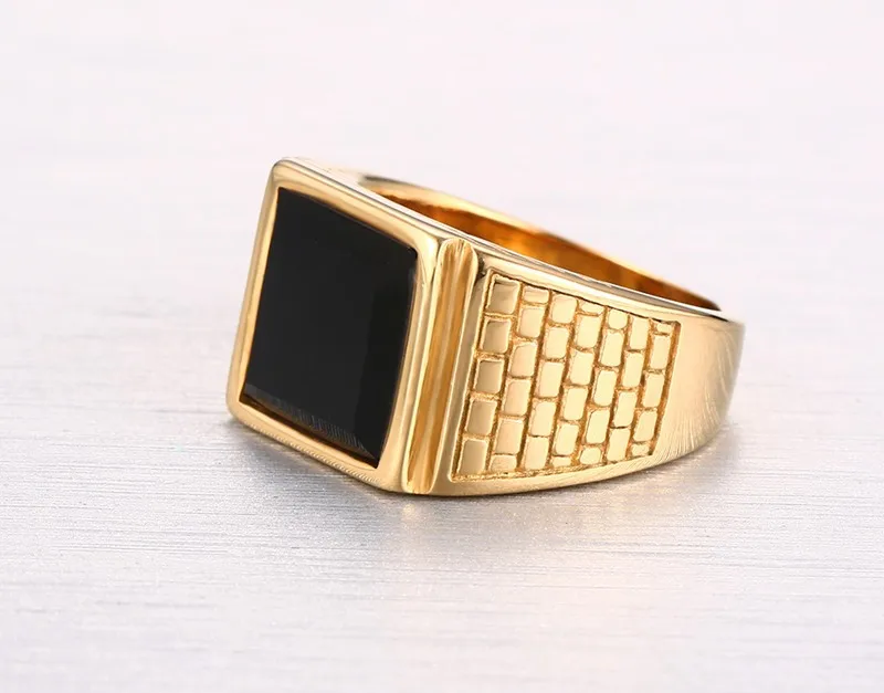High Quality Men Ring Fashion Gold Color Stainless Steel Rings Mens Wedding Bands Rings For Man Engagement Boy Jewelry