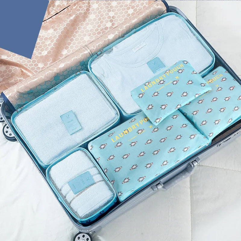 Высокое качество 6 шт./компл. нейлоновая сумка для путешествий Для мужчин Упаковка Кубики Ga Для мужчин т мешок Водонепроницаемый Портативный чемоданы и сумки для путешествий Для женщин багаж