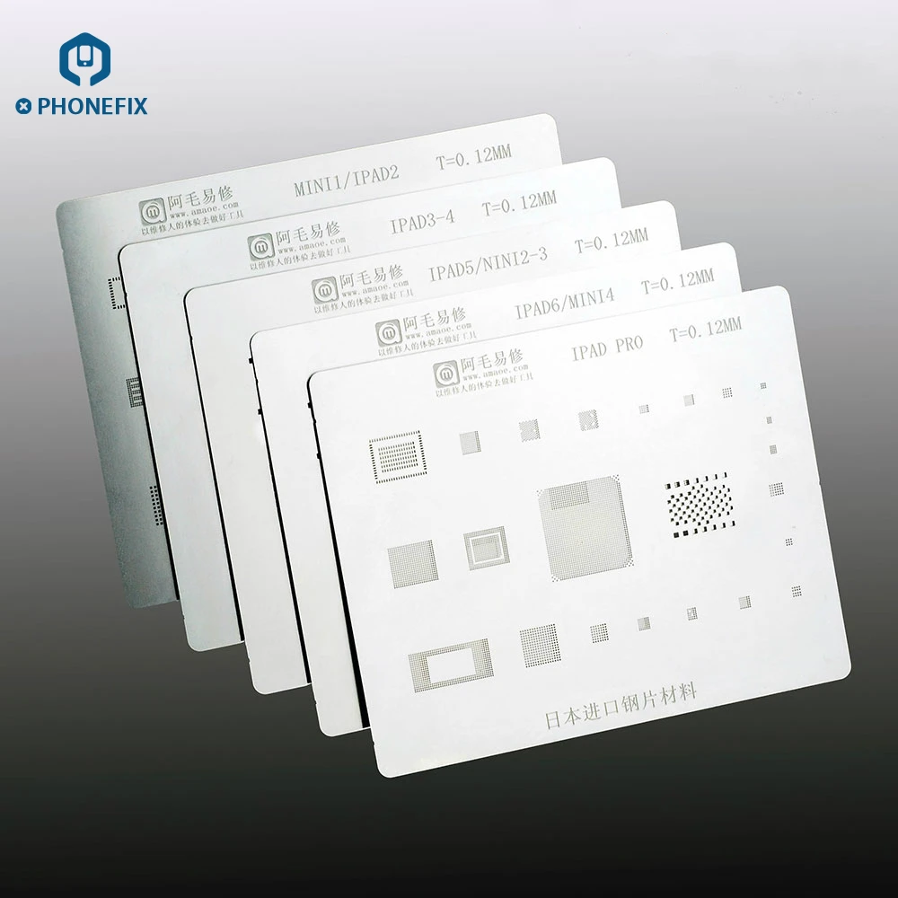 

PHONEFIX All-Purpose iPad BGA Reballing Stencil for iPad2/3/4/5/6/PRO/mini1/2/3/4 CPU BGA Reball Plant Tin Steel net