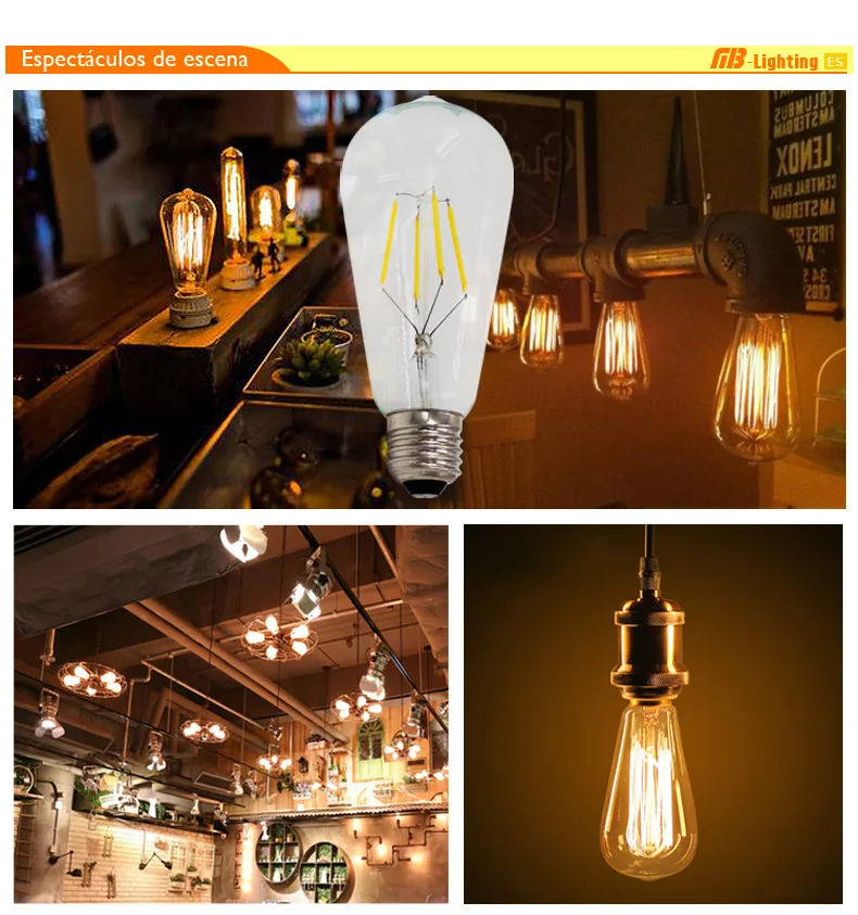4 шт./лот светодиодный диммируемая лампа накаливания Эдисона ST64 8W 220V без мерцания теплый Цвет для бара Кофейня ресторан ретро освещение "сделай сам"