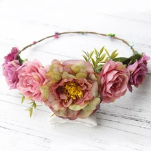 Mulheres Headband Do Floral Flor Do Casamento Coroa De Noiva Acessórios Para o Cabelo Das Meninas Flor Hairband Nupcial da Mantilha Headpiece Boho Guirlanda