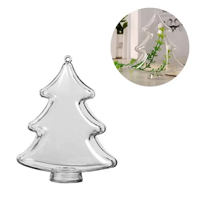 10cm DIY Clear Plastic Fillable Christmas Tree Shaped Ball Craft 10cm DIY Clear Plastic Fillable Christmas Tree Shaped Ball Craft Ornament Hang Decorations - 10cm DIY Clear Plastic Fillable Christmas Tree Shaped Ball Craft