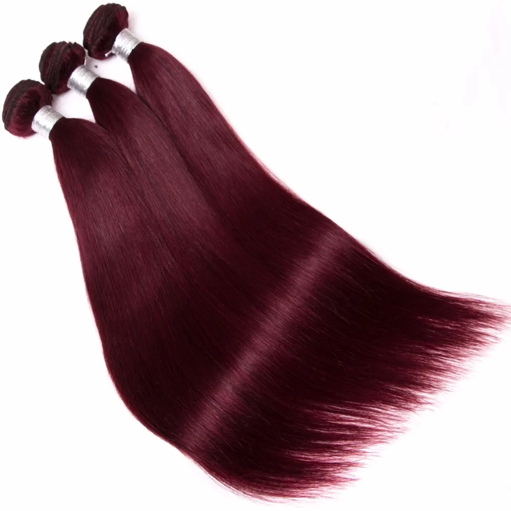 Pré-colored 3pcs Burgundy Wine Red 99j Extensão
