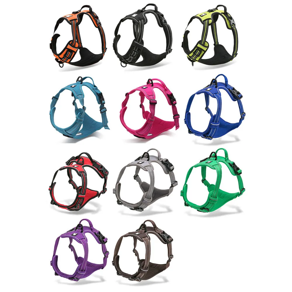 Collars, Harnesses & Leashes Dogs Reflective Nylon Large Dog Harness Adjustable  My Pet World Store