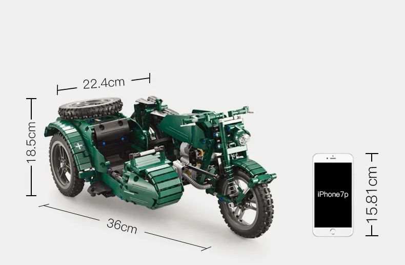 2,4 ГГц дистанционное управление радио мировой войны Военная Униформа MWSC двигатель цикл с коляской building block модель кирпич rc игрушка коллекци